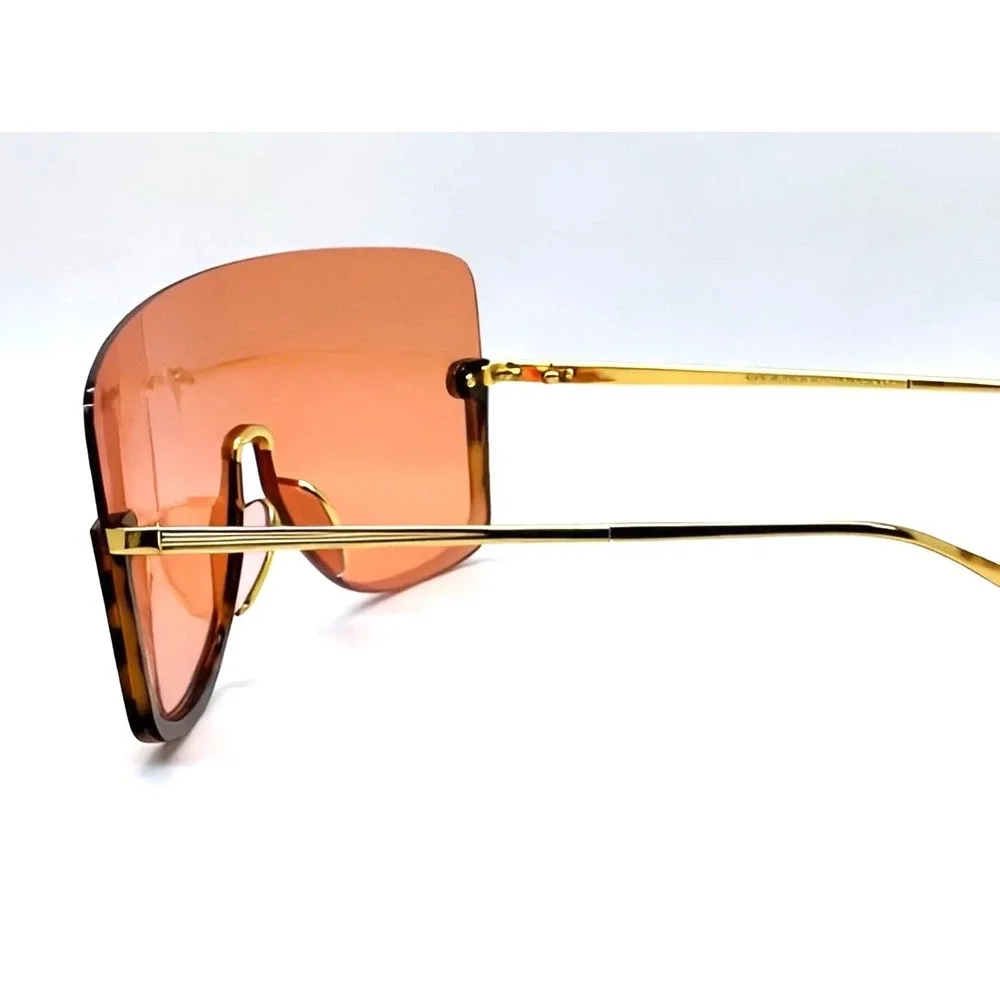 Festival Music Sunglasses Men Tortoise Frame Orange Lens Metal Arms UV400 Lentes